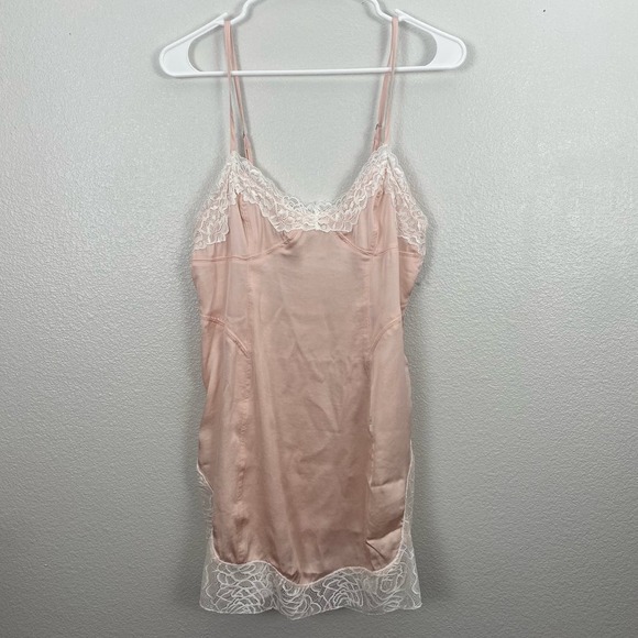 Free People Aries Pink Satin Lace Slip Dress - Picture 7 of 13
